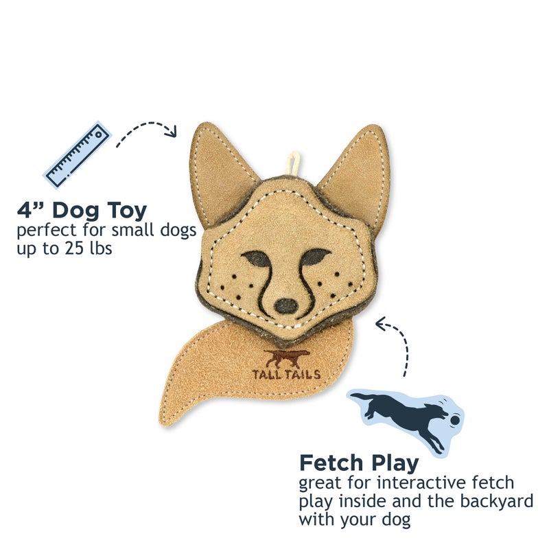 Tall Tails Dog Natural Leather Scrappy Fetch Toy for Dogs, Fox - Image 2